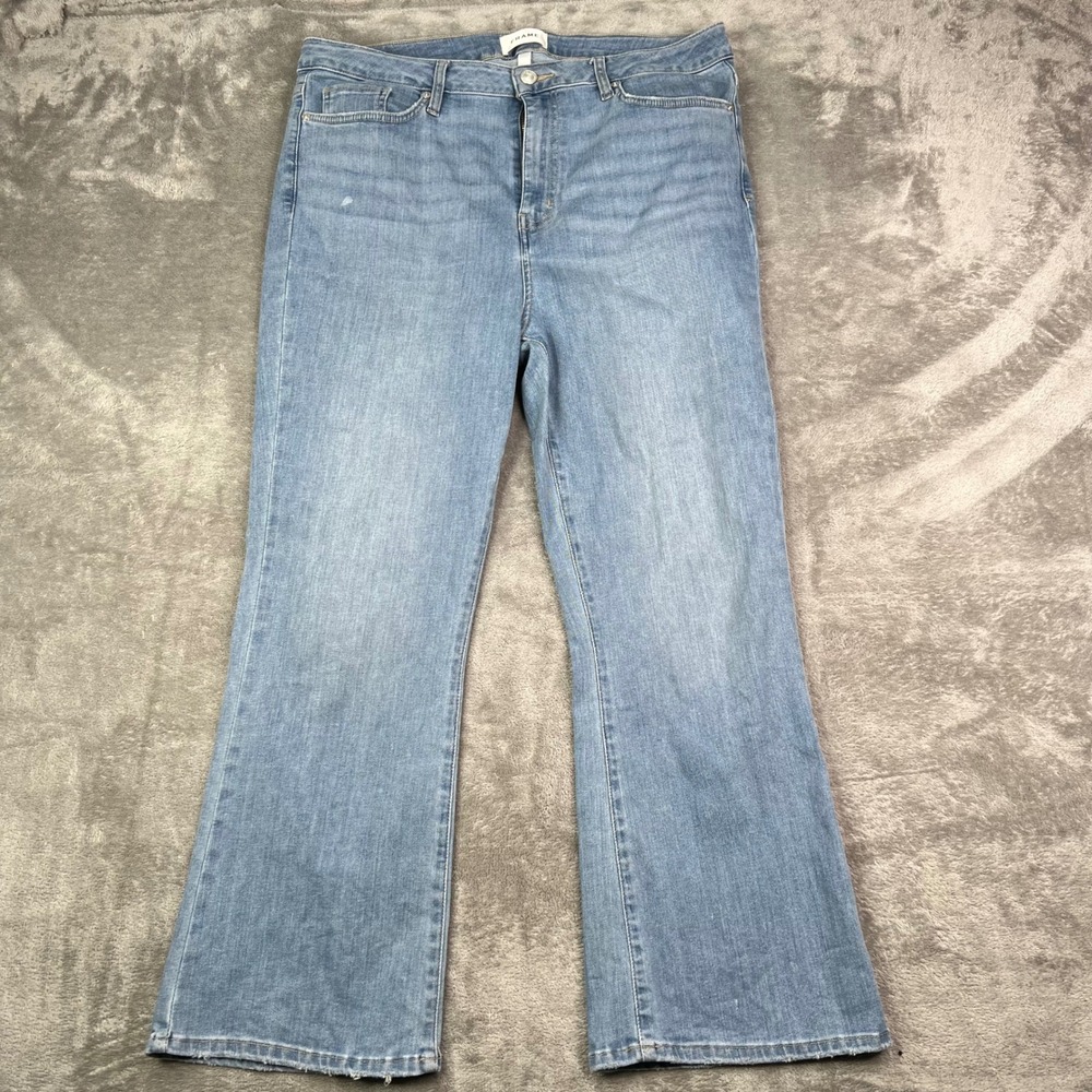 FRAME Le Crop Mini Boot Jeans Womens 32 Light Blue Wash Stretch Denim Pants